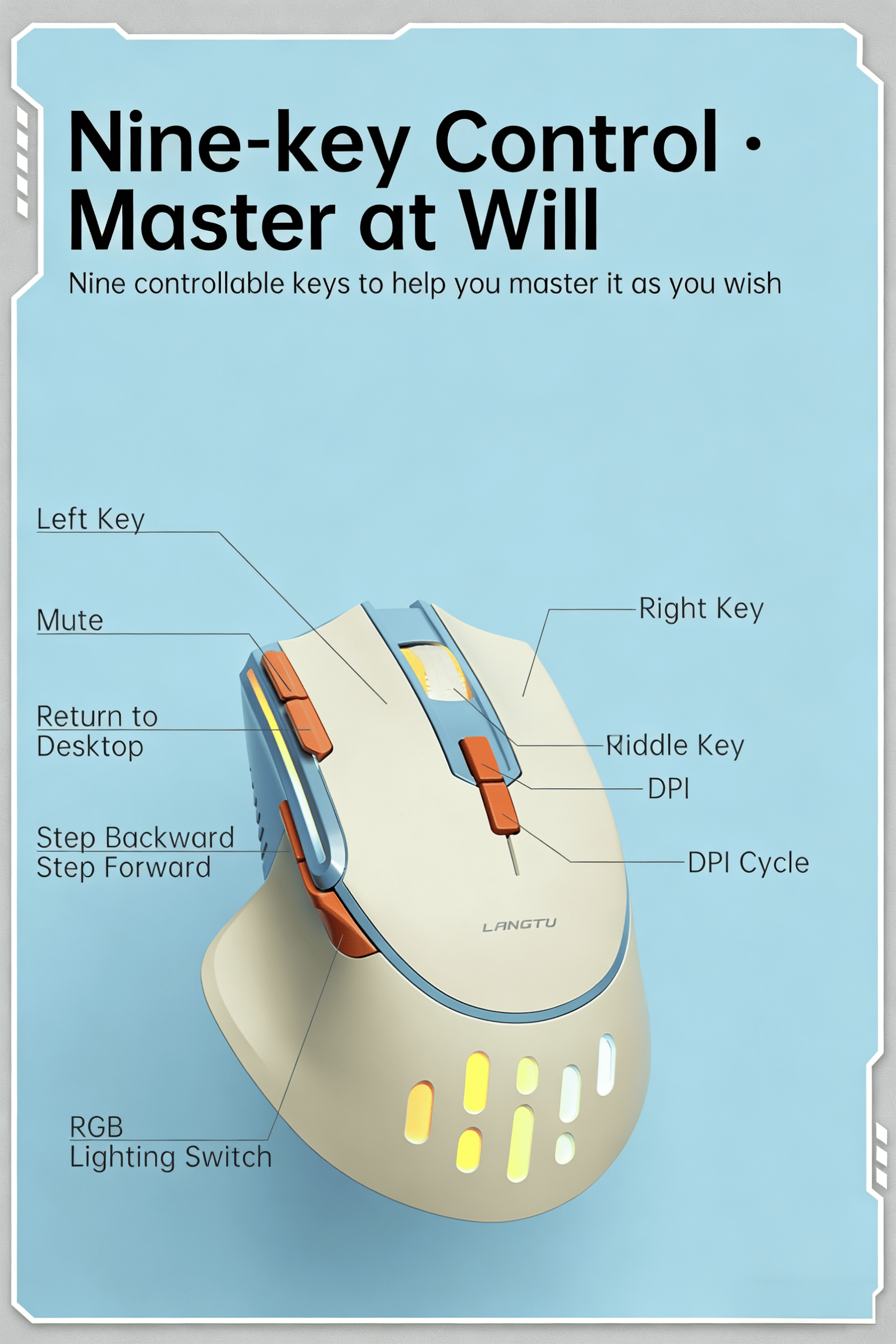 Wired RGB Gaming Mouse Ergonomic Design for PC Games for Windows/Mac