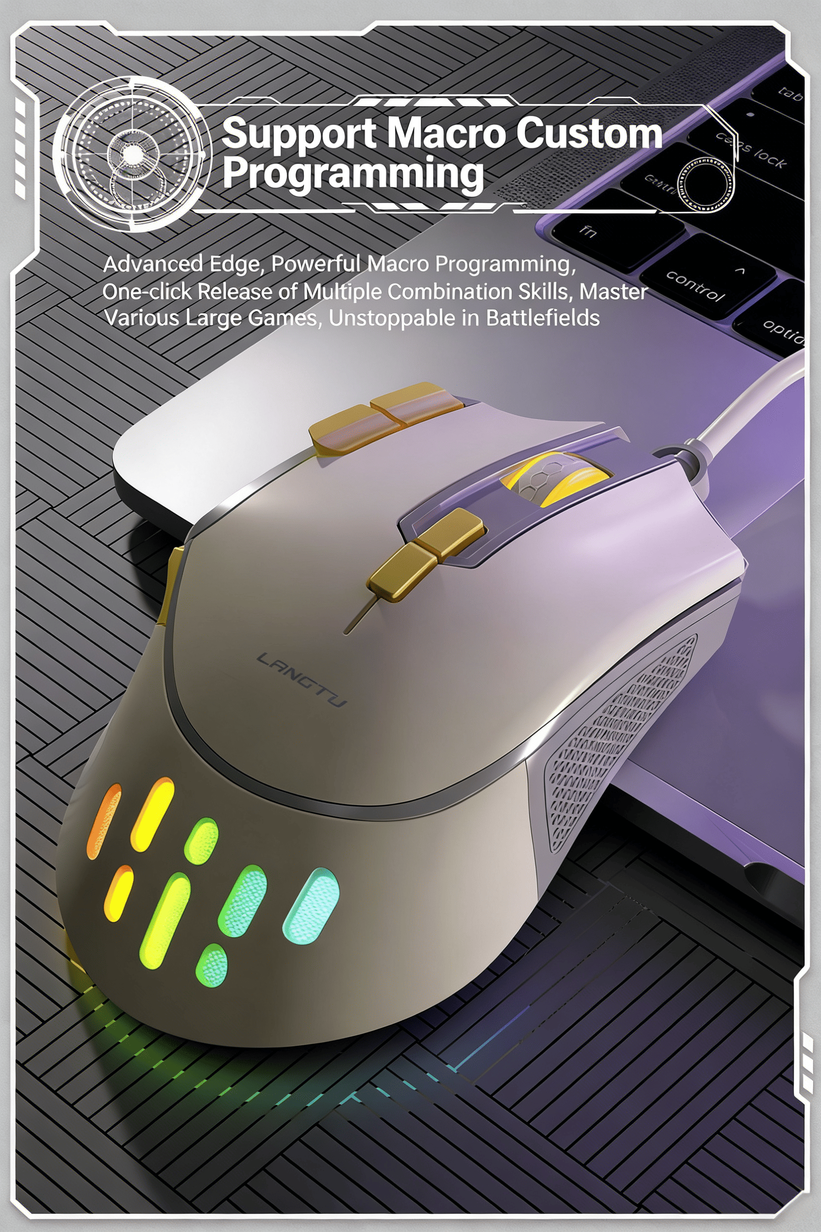 Wired RGB Gaming Mouse Ergonomic Design for PC Games for Windows/Mac