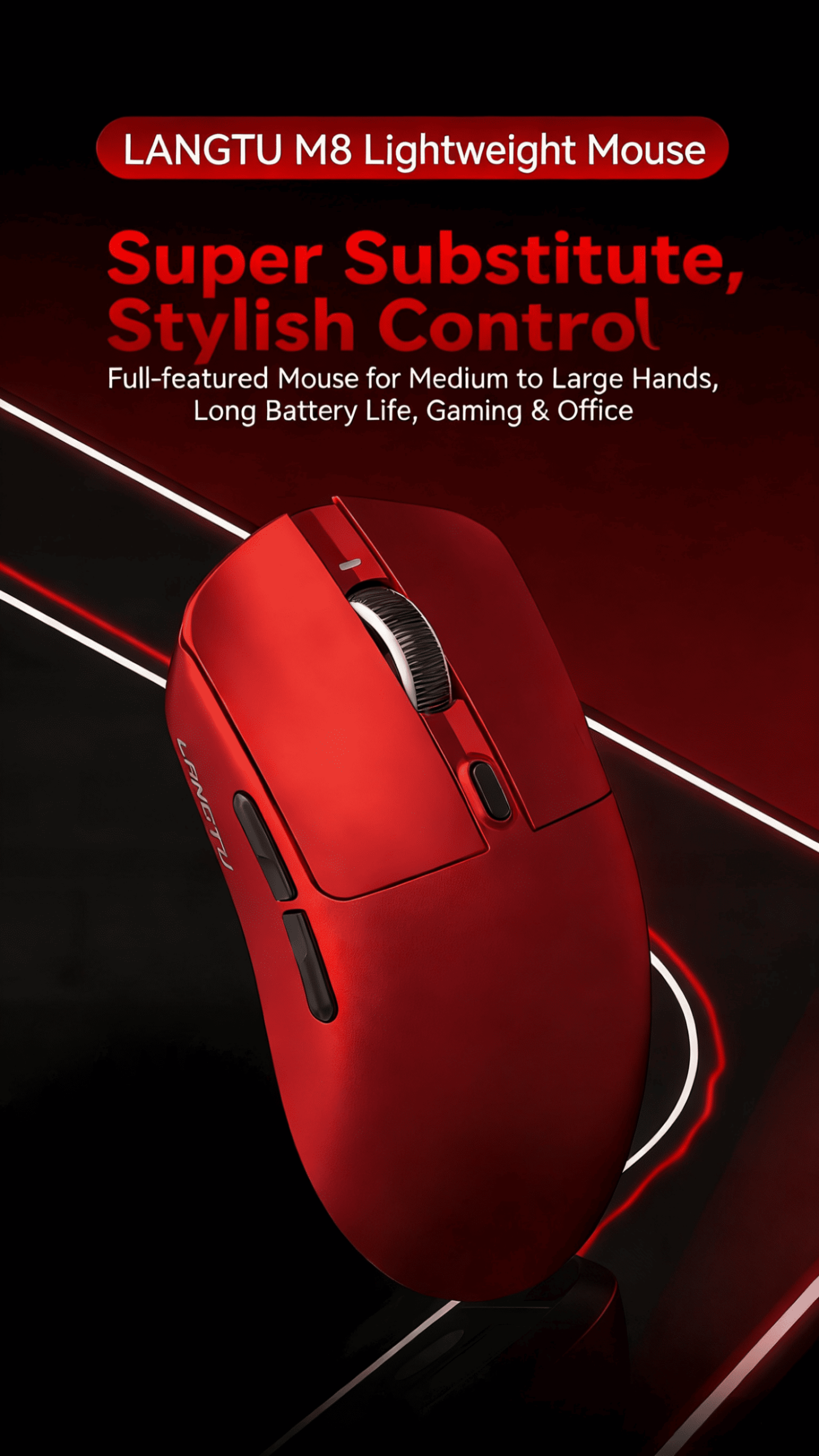 Tri-Mode Wireless/Wired Gaming Mouse Programmable Buttons for Work & Play