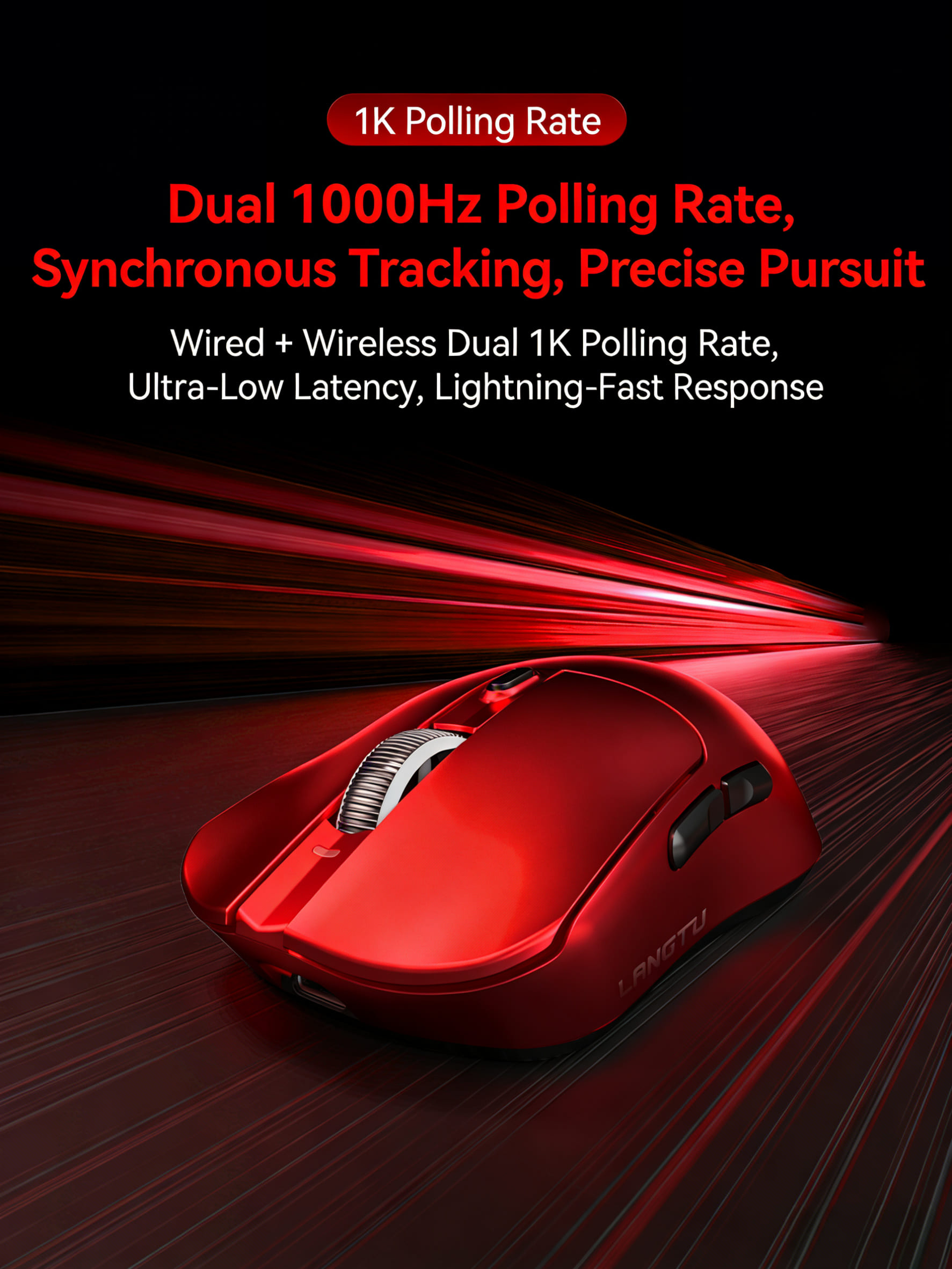 Tri-Mode Wireless/Wired Gaming Mouse Programmable Buttons for Work & Play