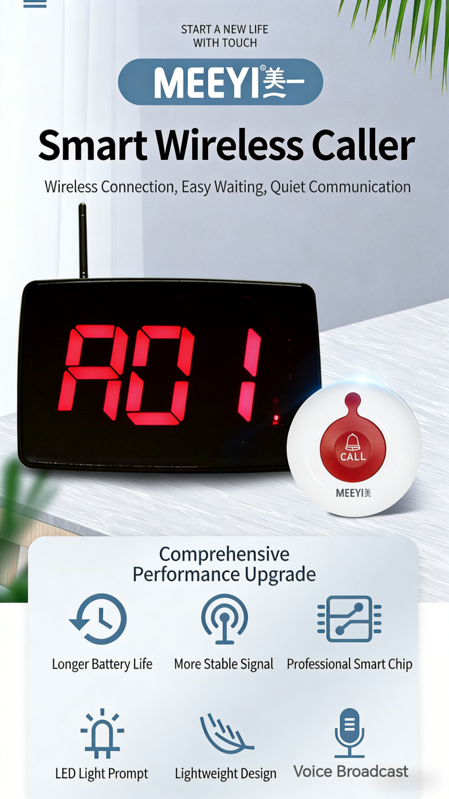 Wireless Restaurant Table Call System, Rechargeable Customer Service Pager with USB Docking Station for Waitstaff