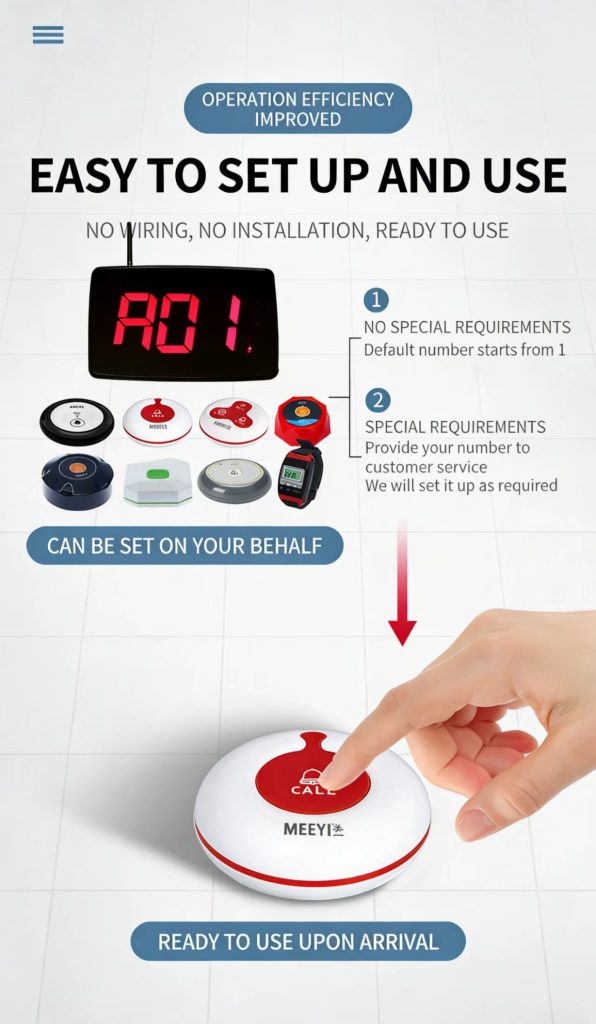 Wireless Restaurant Table Call System, Rechargeable Customer Service Pager with USB Docking Station for Waitstaff