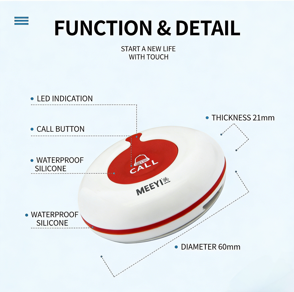 Wireless Restaurant Table Call System, Rechargeable Customer Service Pager with USB Docking Station for Waitstaff