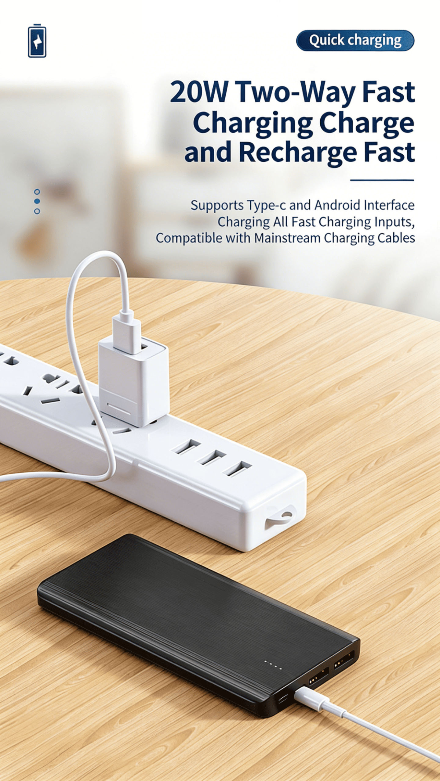 Fast Charging Power Bank with High Capacity for Outdoor Work Compact Travel-Ready