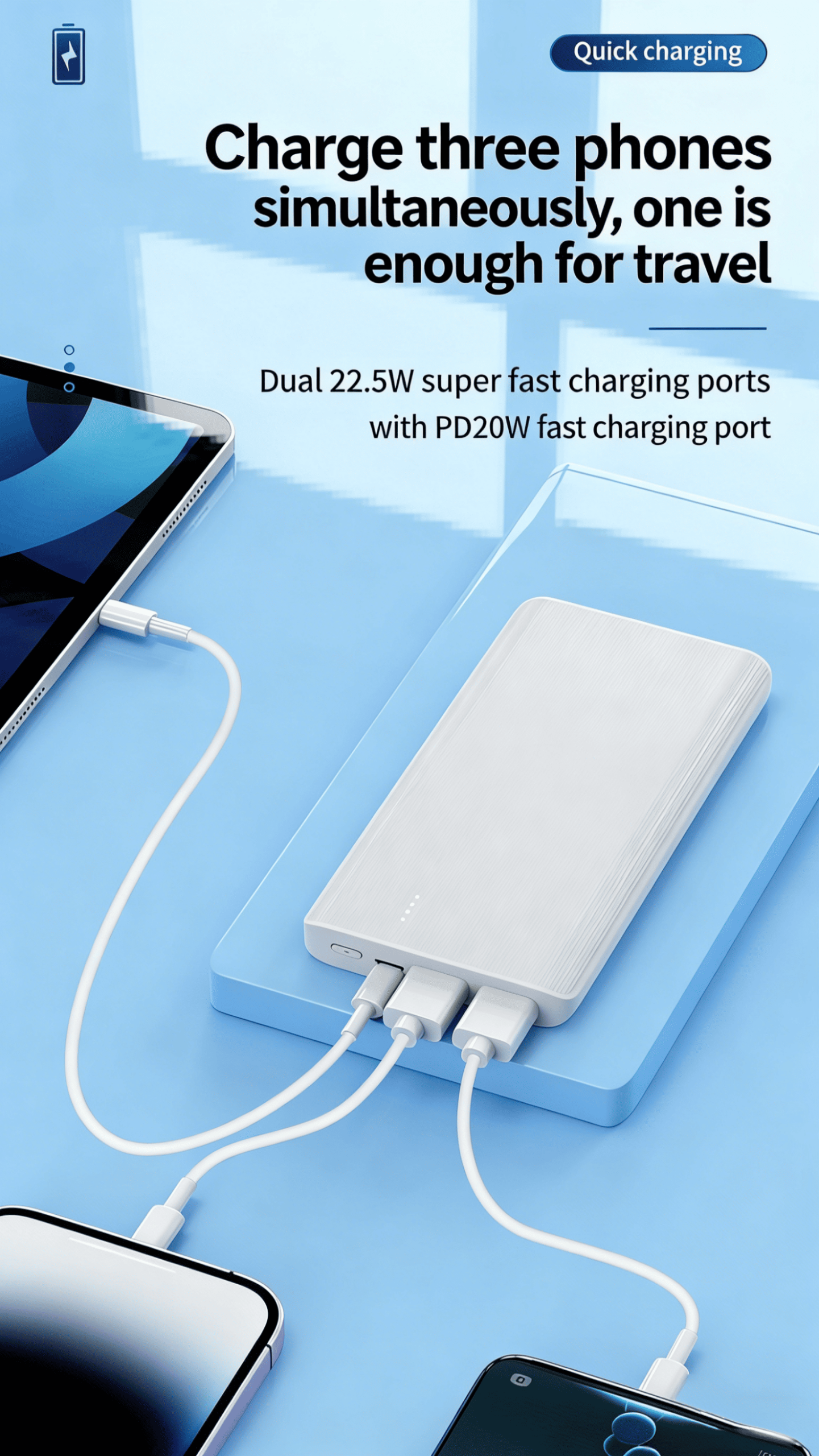 Fast Charging Power Bank with High Capacity for Outdoor Work Compact Travel-Ready