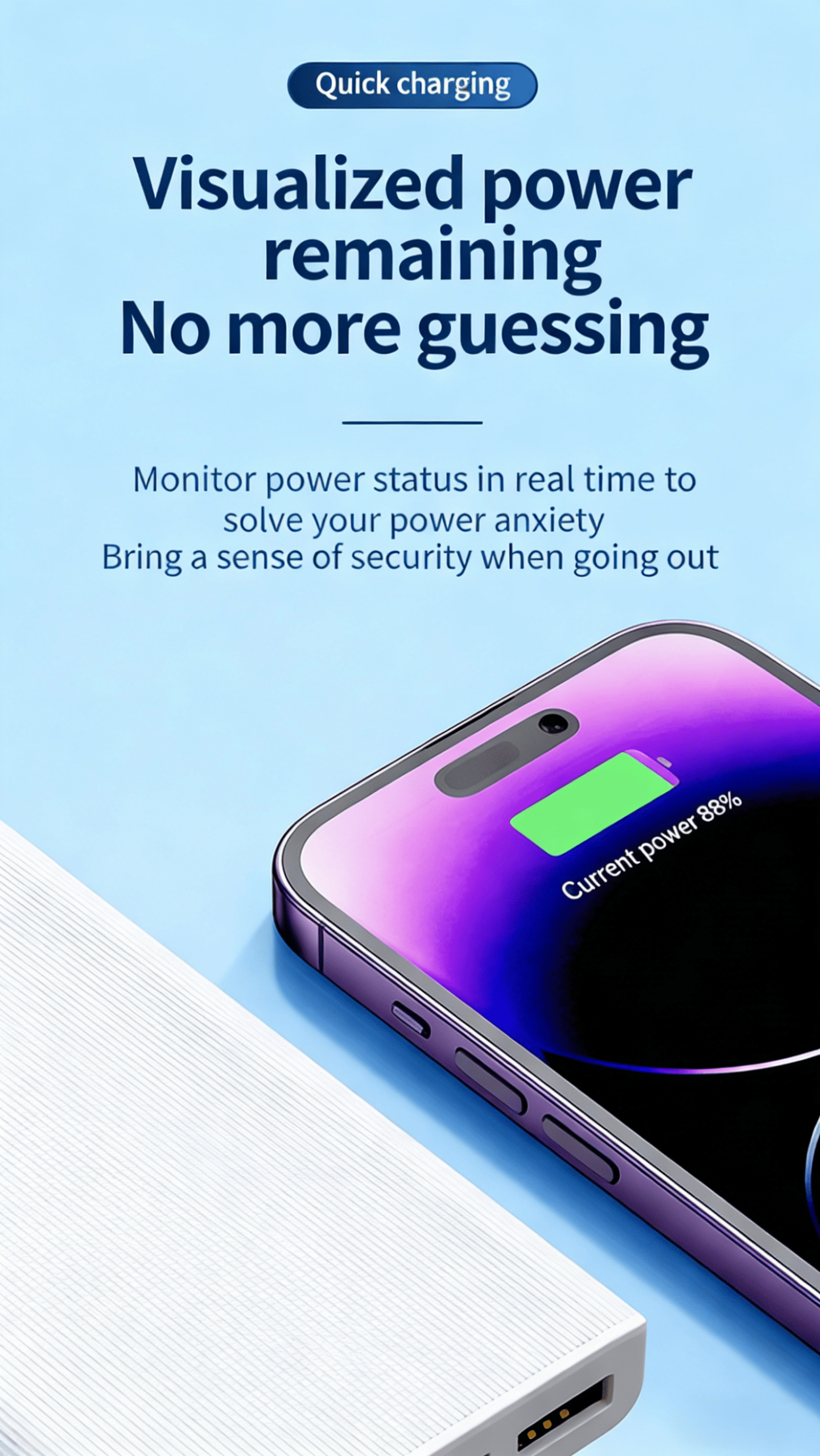 Fast Charging Power Bank with High Capacity for Outdoor Work Compact Travel-Ready