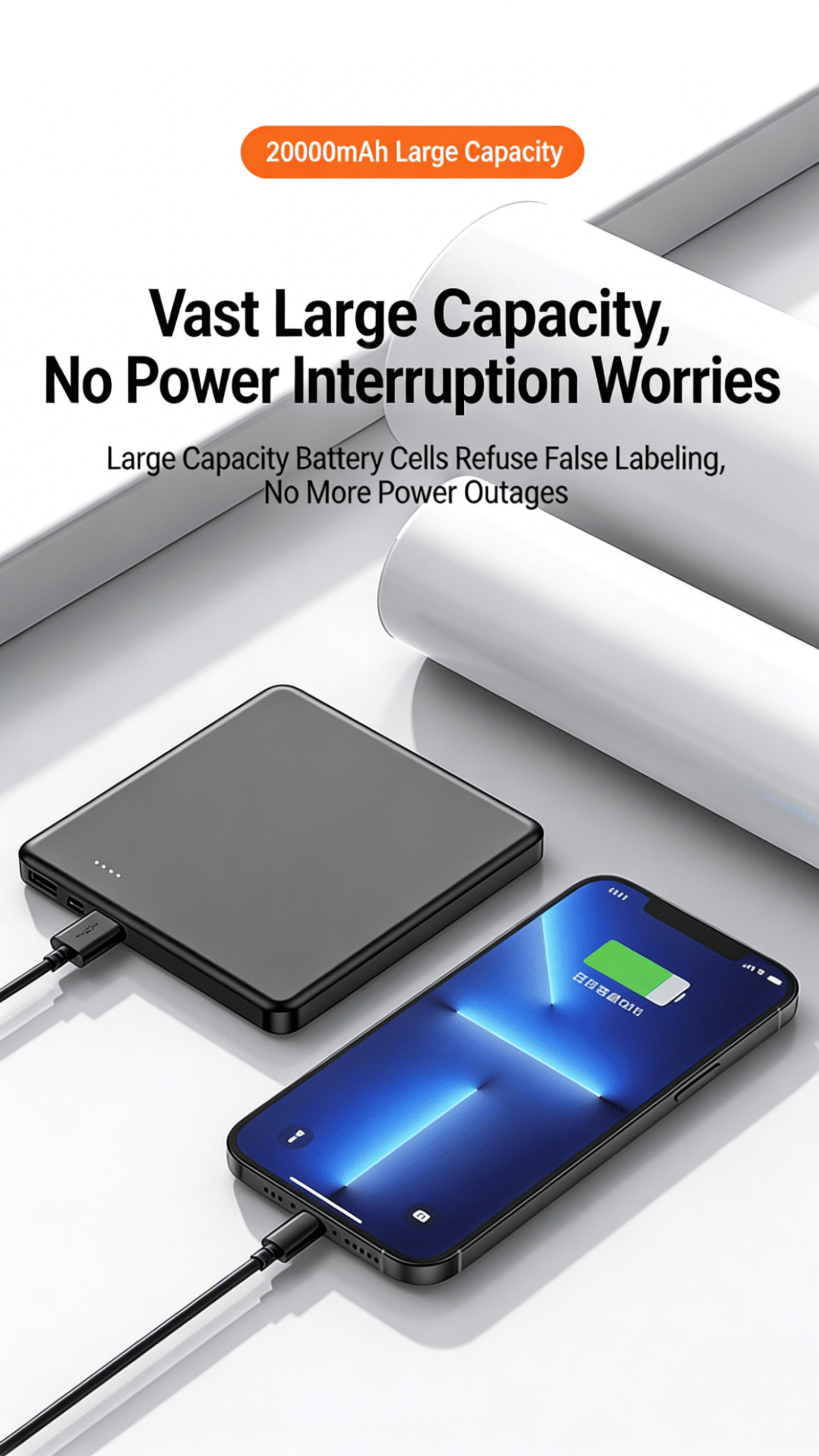 High Capacity 20000mAh Power Bank for iPhone Rugged Shockproof Power Bank