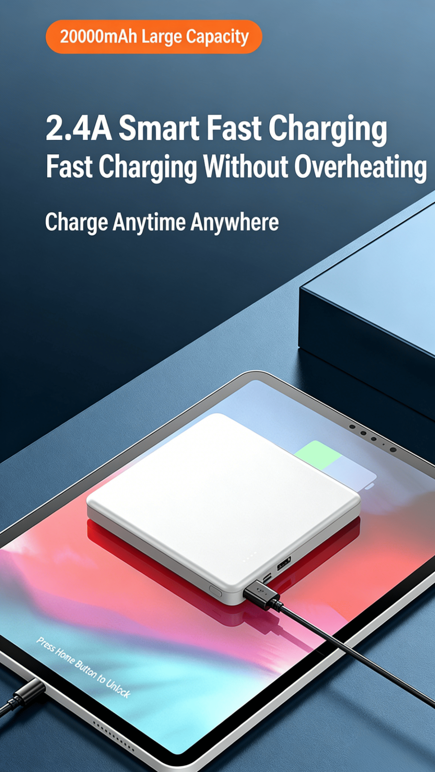 High Capacity 20000mAh Power Bank for iPhone Rugged Shockproof Power Bank
