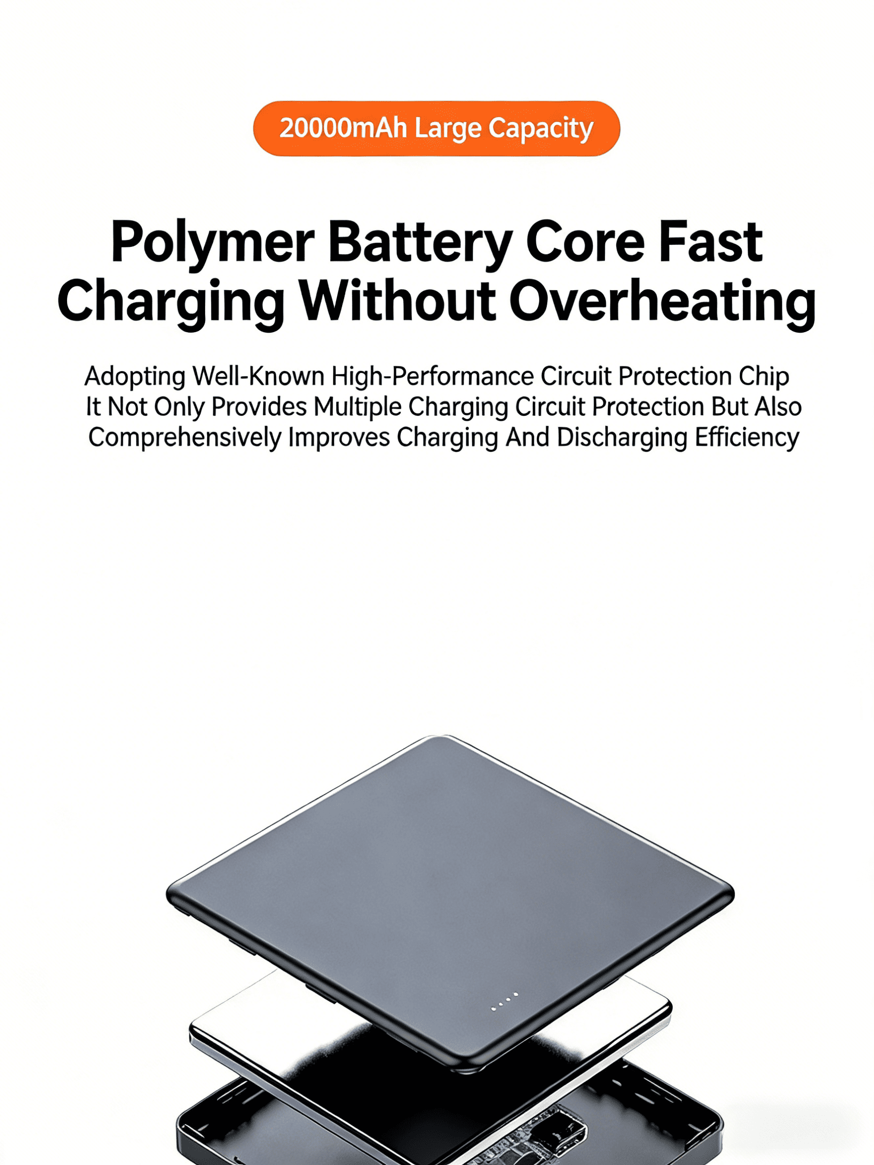 High Capacity 20000mAh Power Bank for iPhone Rugged Shockproof Power Bank