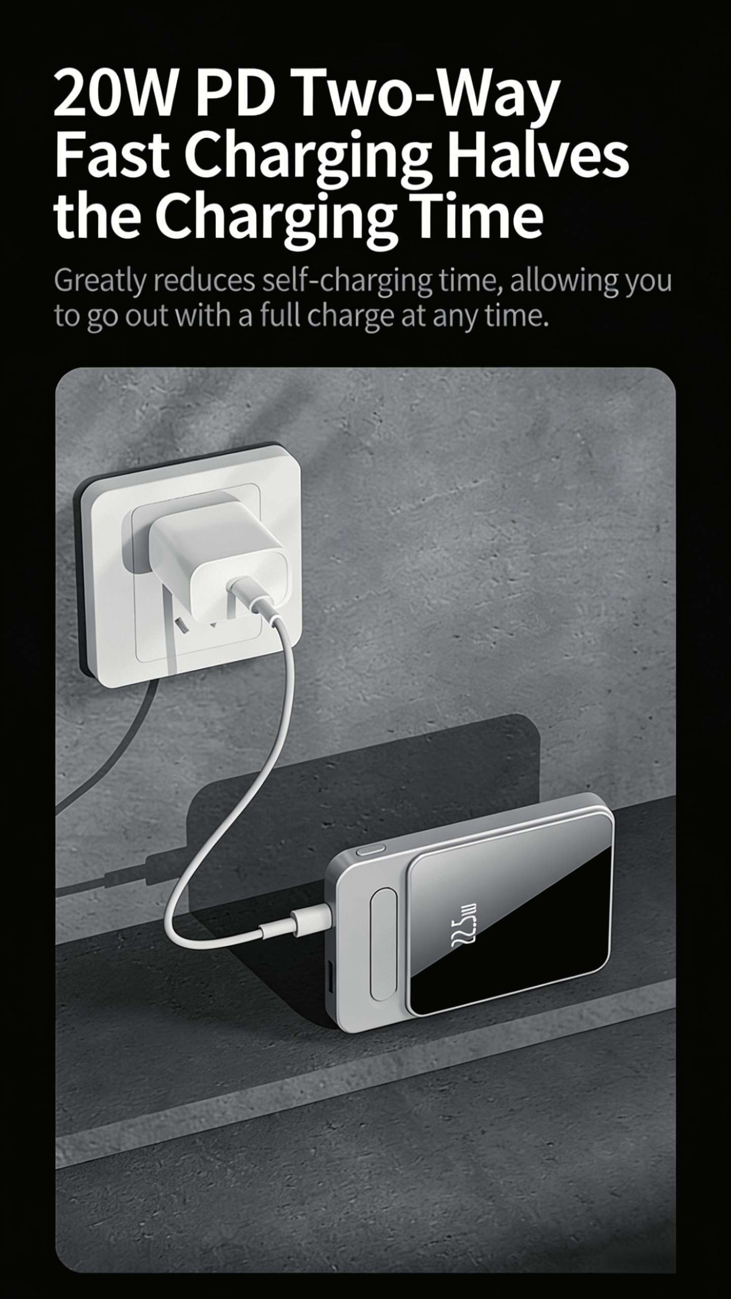 22.5W Quick Charge Wireless Power Bank Portable magnetic Charger Travel CPAP Battery Flight-Safe