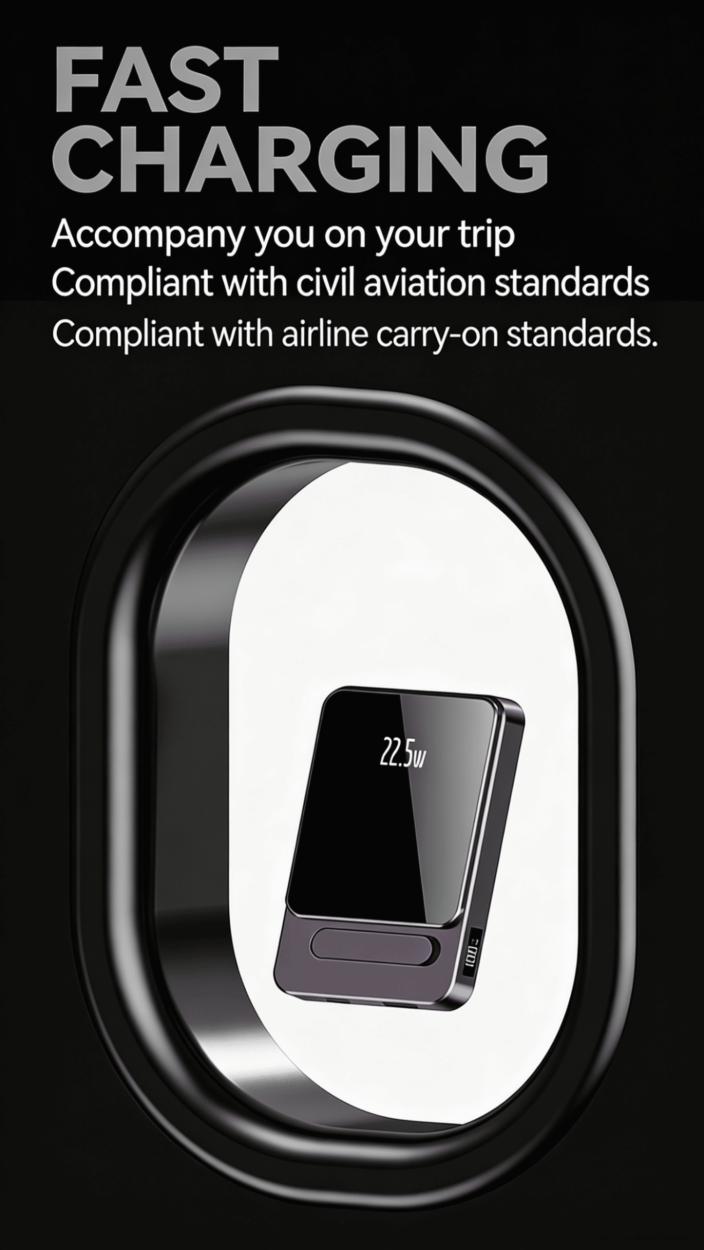 22.5W Quick Charge Wireless Power Bank Portable magnetic Charger Travel CPAP Battery Flight-Safe