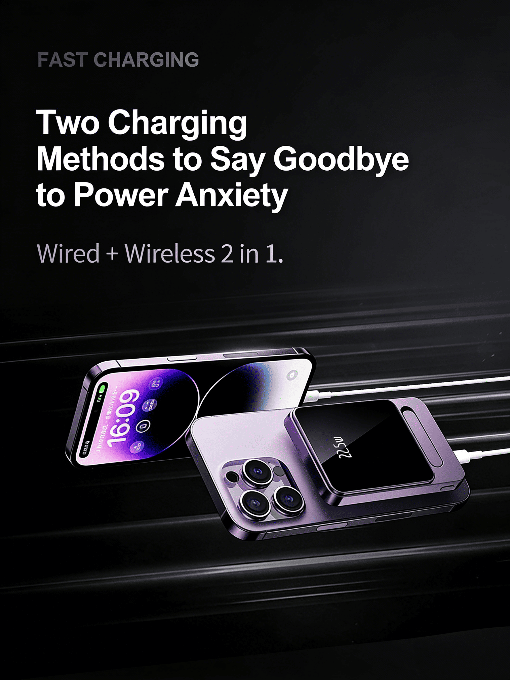 22.5W Quick Charge Wireless Power Bank Portable magnetic Charger Travel CPAP Battery Flight-Safe