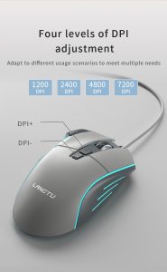 Wired Gaming Mouse Single-Color Backlit Macro Programmable Buttons