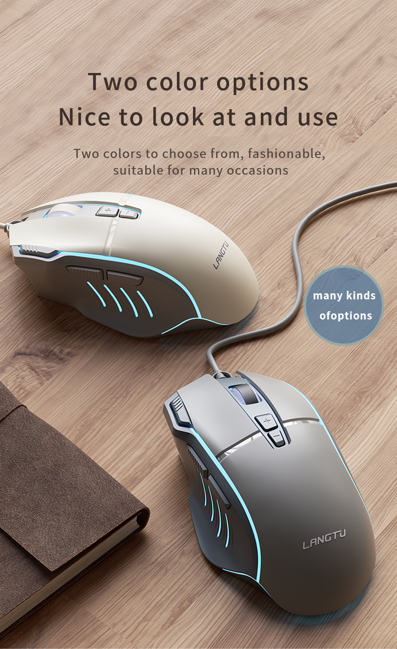 Wired Gaming Mouse Single-Color Backlit Macro Programmable Buttons