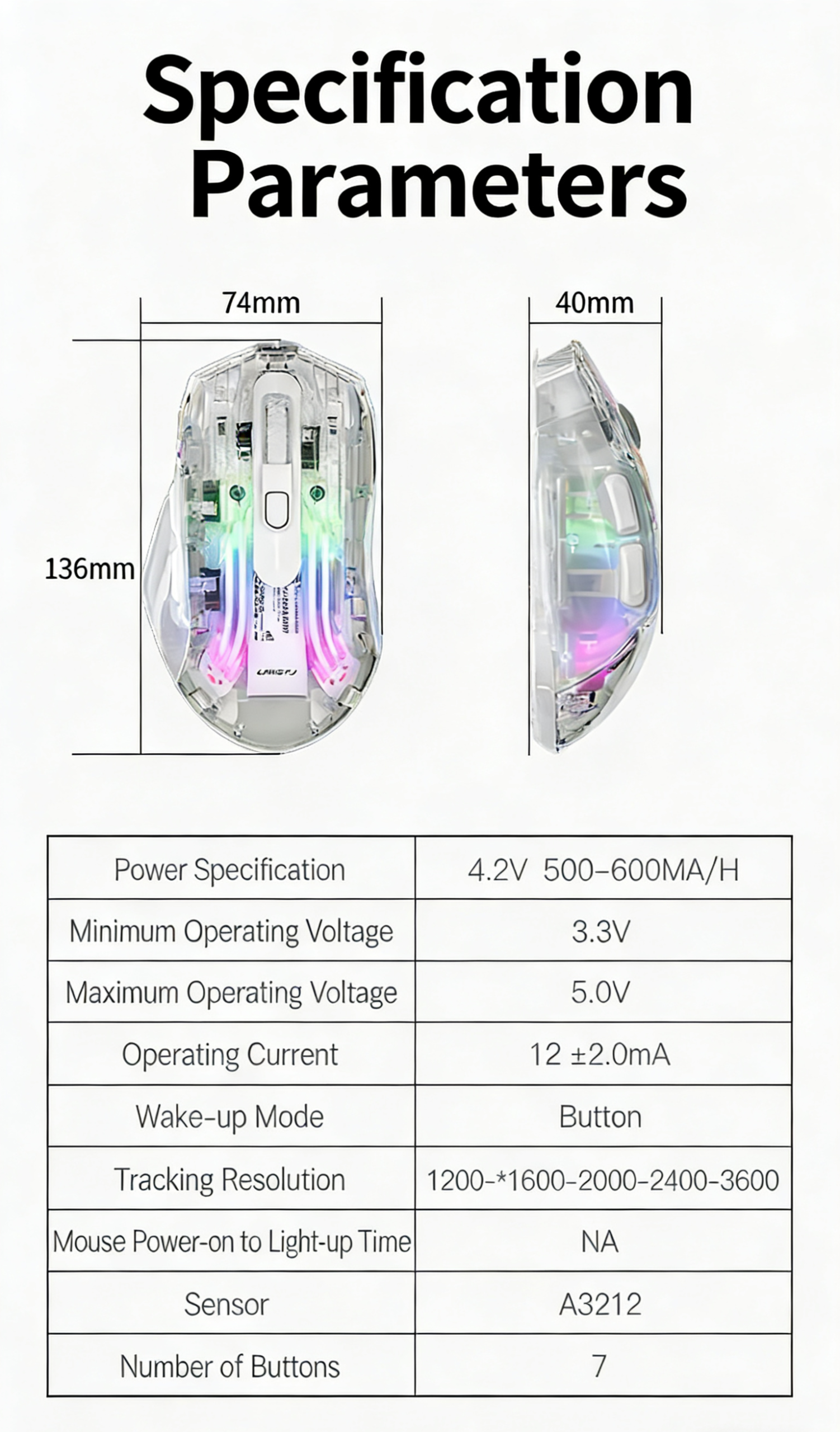 Wireless RGB Mouse Ergonomic Design for All-Day Use on PC & Mac