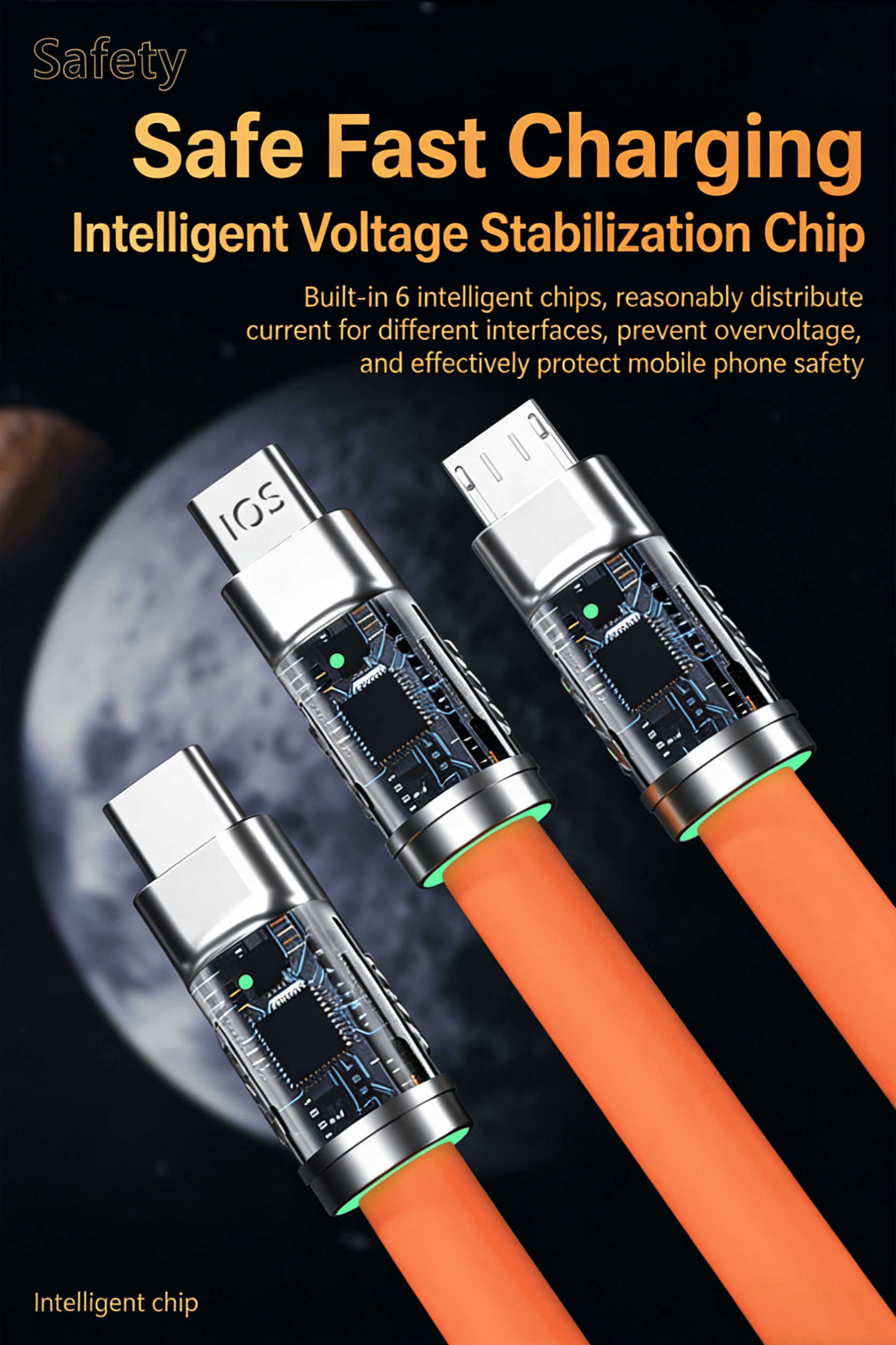 3 in 1 USB Charging Cable for Multiple Devices PVC Cable