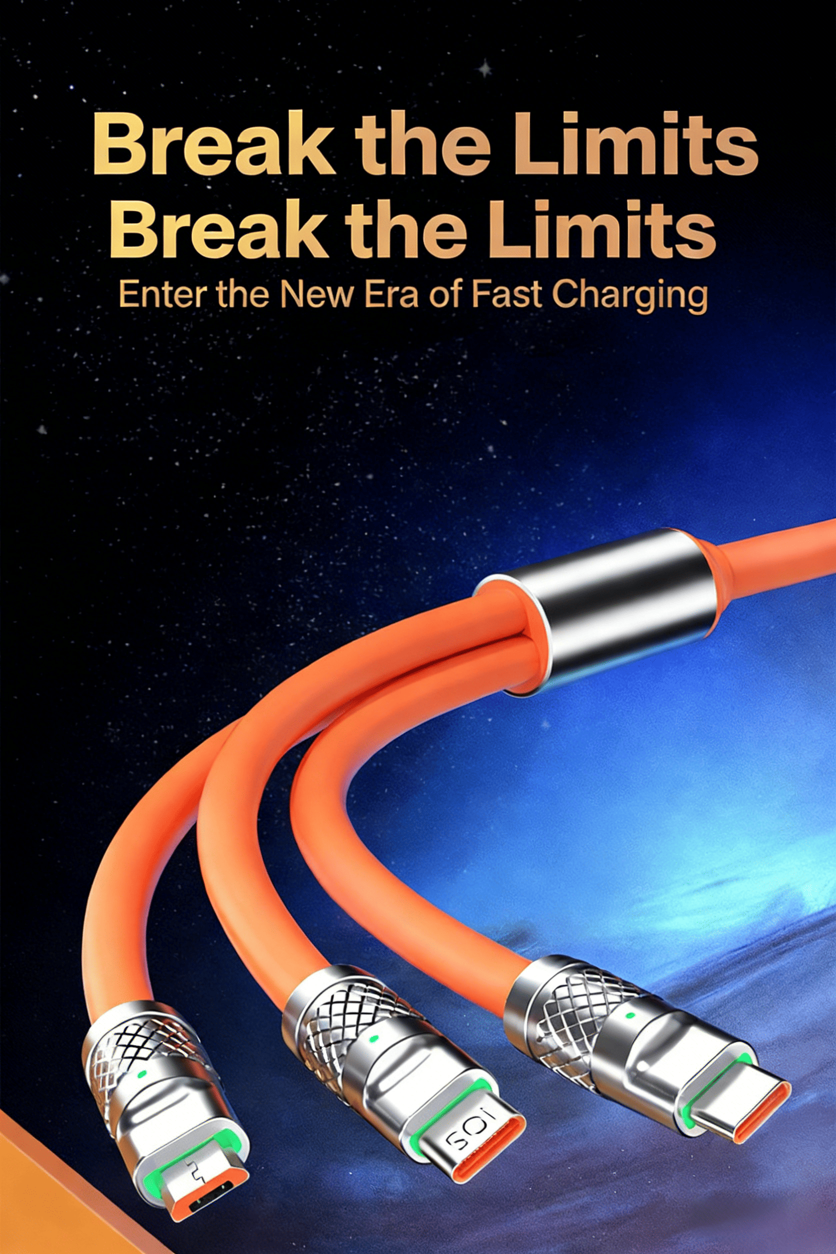 3 in 1 USB Charging Cable for Multiple Devices PVC Cable