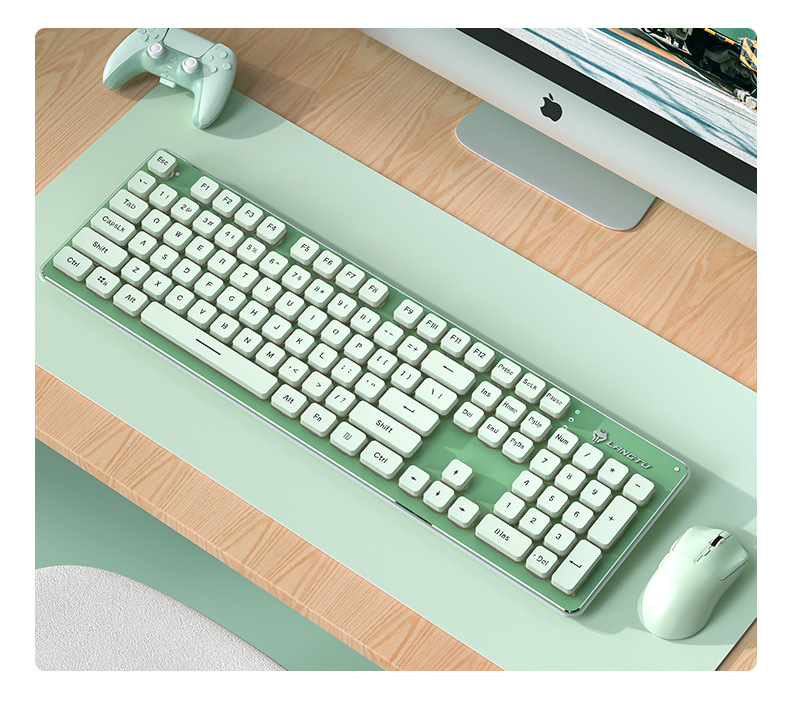 Wireless Keyboard and Mouse Combo Spill-Resistant Membrane All-in-One for PC Mac Desktop