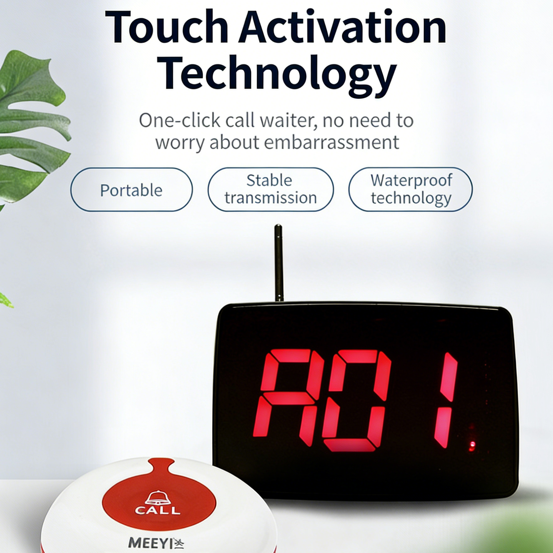 Wireless Restaurant Table Call System, Rechargeable Customer Service Pager with USB Docking Station for Waitstaff