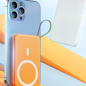 10000mAh Slim magnetic Wireless Power Bank Fast Charging 3.0, Portable Charger with Built-in Cables