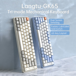 Compact Mechanical Keyboard - Wireless 3-Mode, Hot-Swappable, Gold/Silver Linear Switches, Mixed Color Lighting for PC/Mac