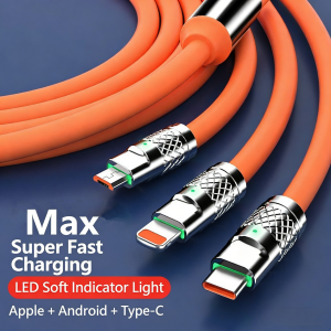 3 in 1 USB Charging Cable for Multiple Devices PVC Cable